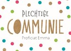 feestelijke kaart plechtige communie met confetti stipjes